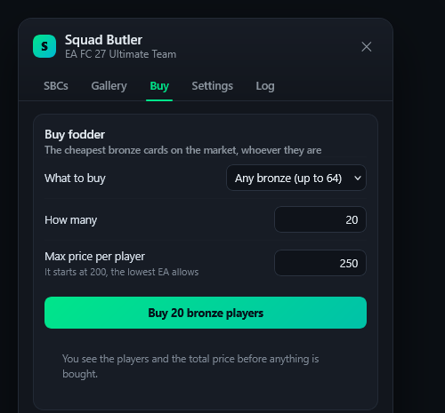 Buying the cheapest bronze cards on the market